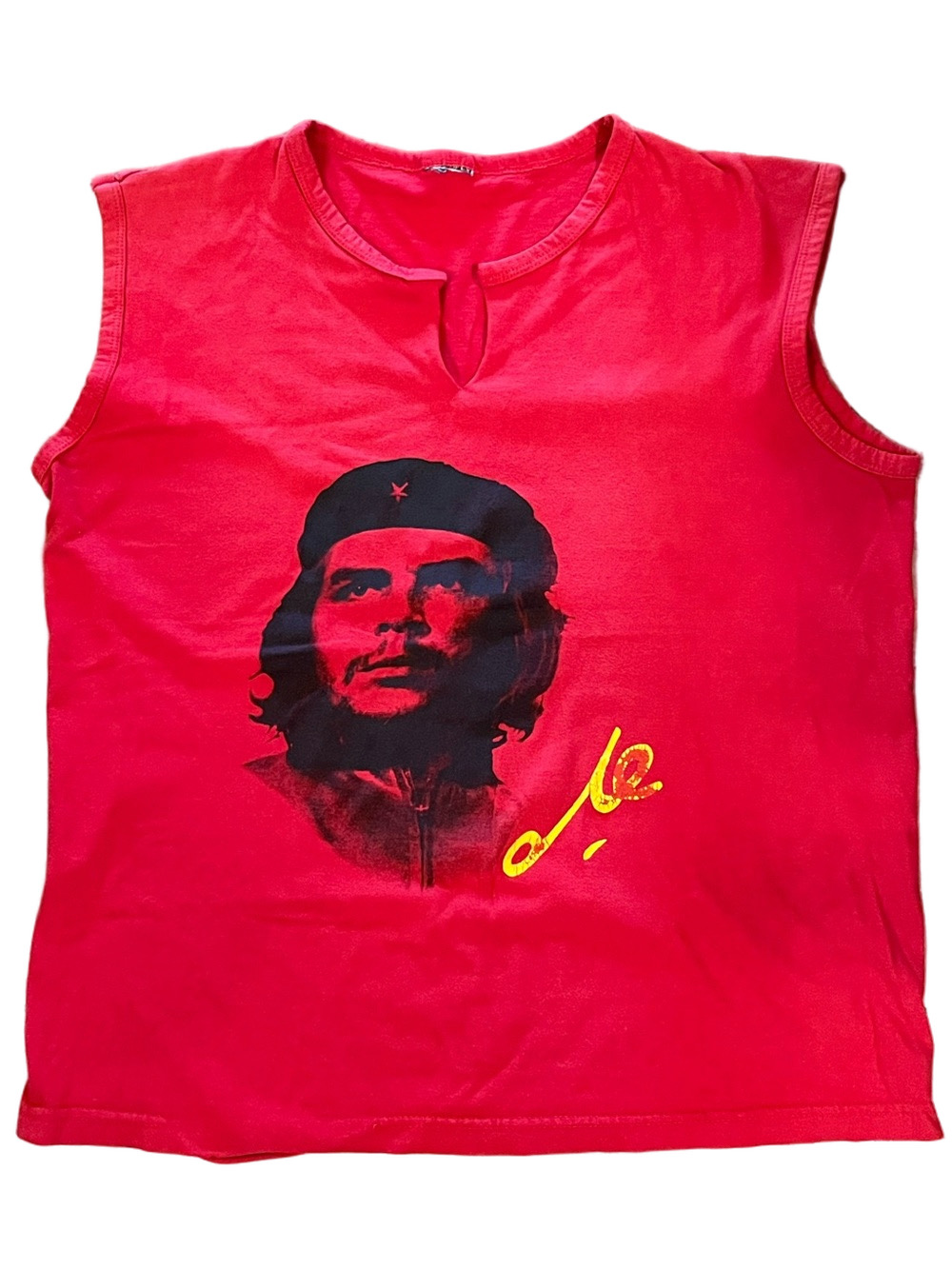 Vintage Che Guevara Cropped Graphic Tank Top Red L / XL